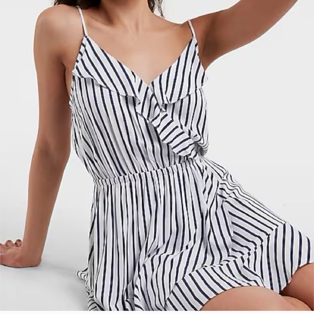 Express Navy and White Striped Dress